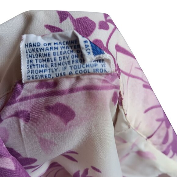 Large Vintage 1970's Pykettes Womens Groovy Mom Top/Blouse Purple Floral Print - Picture 8 of 8
